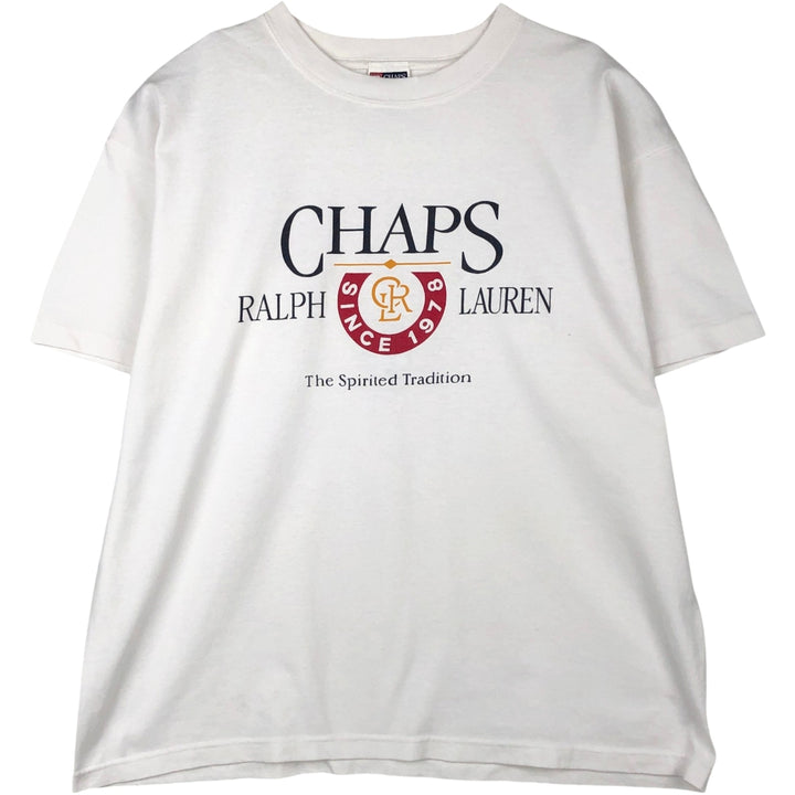 Ralph Lauren CHAPS Short-Sleeve Logo T-Shirt, Men's Size XL (approx.) cotton white type Vintage Second Hand