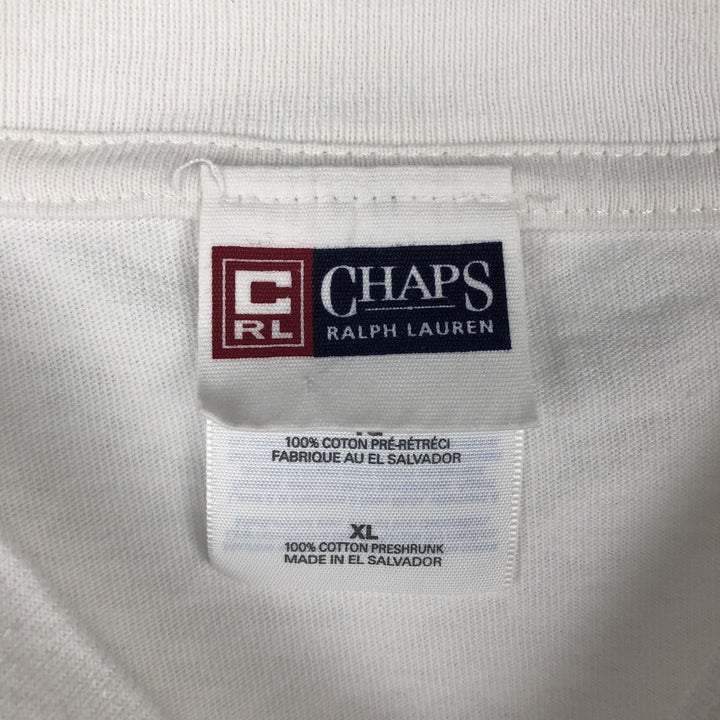 Ralph Lauren CHAPS Short-Sleeve Logo T-Shirt, Men's Size XL (approx.) cotton white type Vintage Second Hand