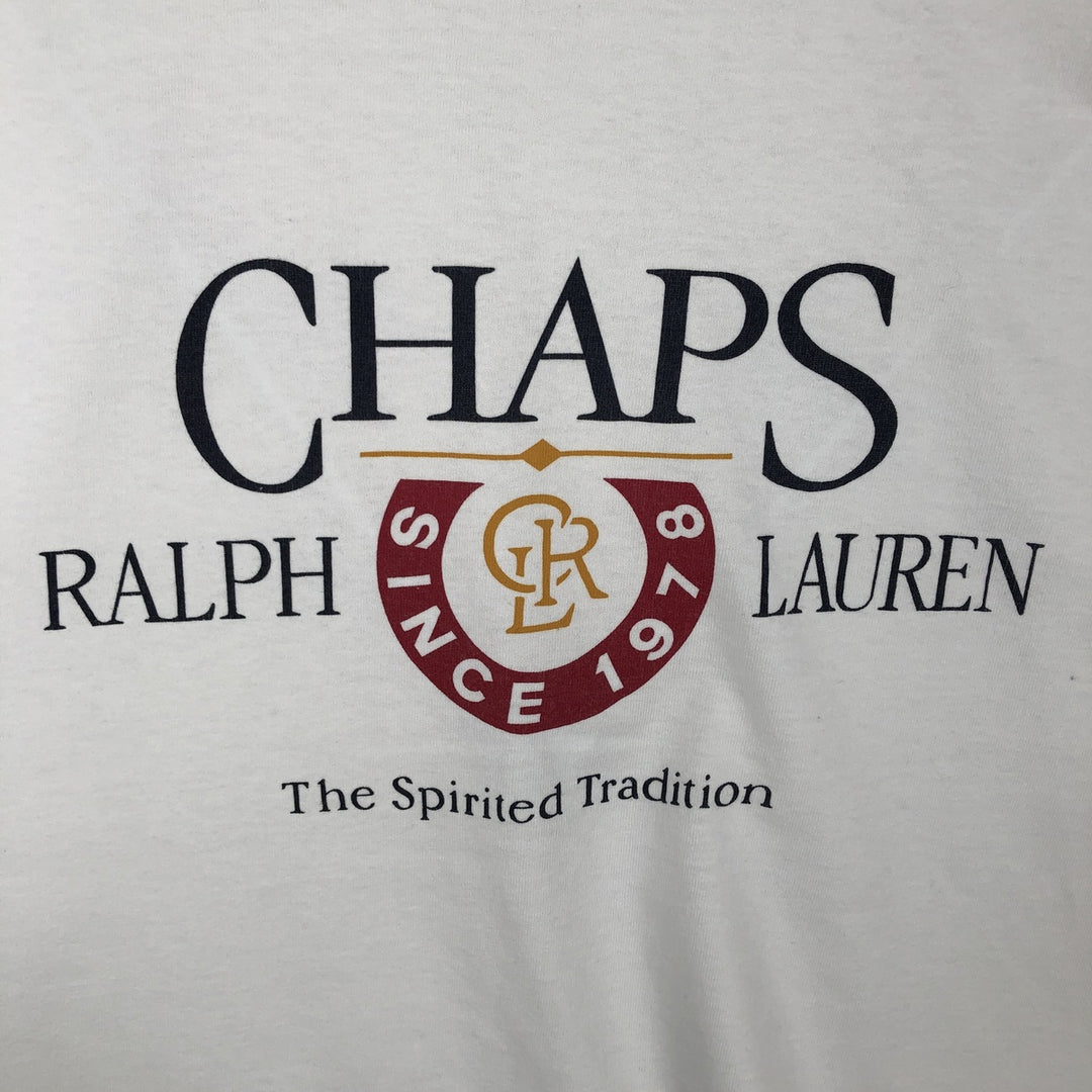 Ralph Lauren CHAPS Short-Sleeve Logo T-Shirt, Men's Size XL (approx.) cotton white type Vintage Second Hand
