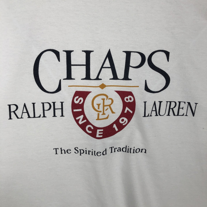 Ralph Lauren CHAPS Short-Sleeve Logo T-Shirt, Men's Size XL (approx.) cotton white type Vintage Second Hand