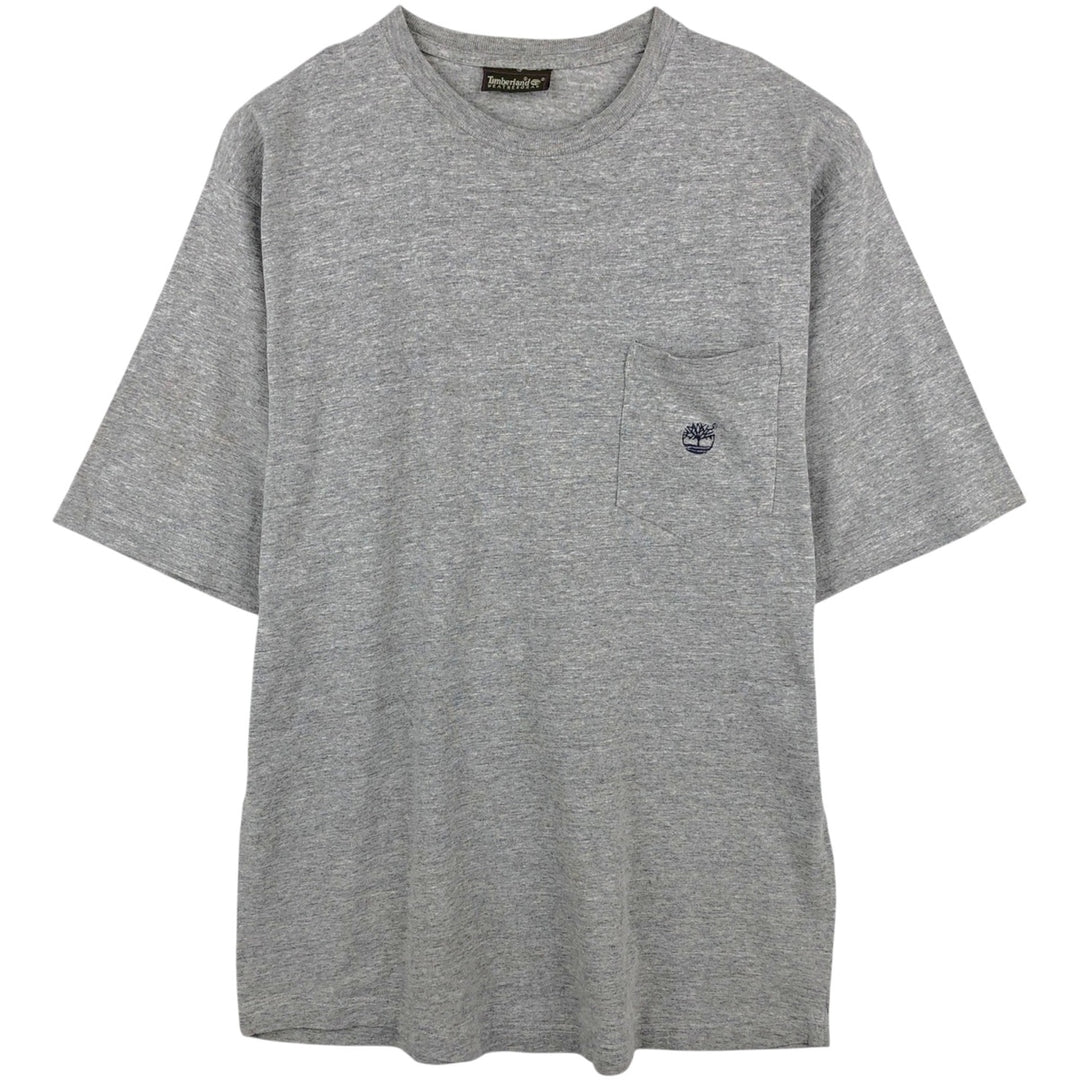 90s-00'S Timberland WEATHERGEAR Short-Sleeve T-Shirt with One-Point Logo Pocket, Men's Size L (approx.) unclear gray type Vintage Second Hand