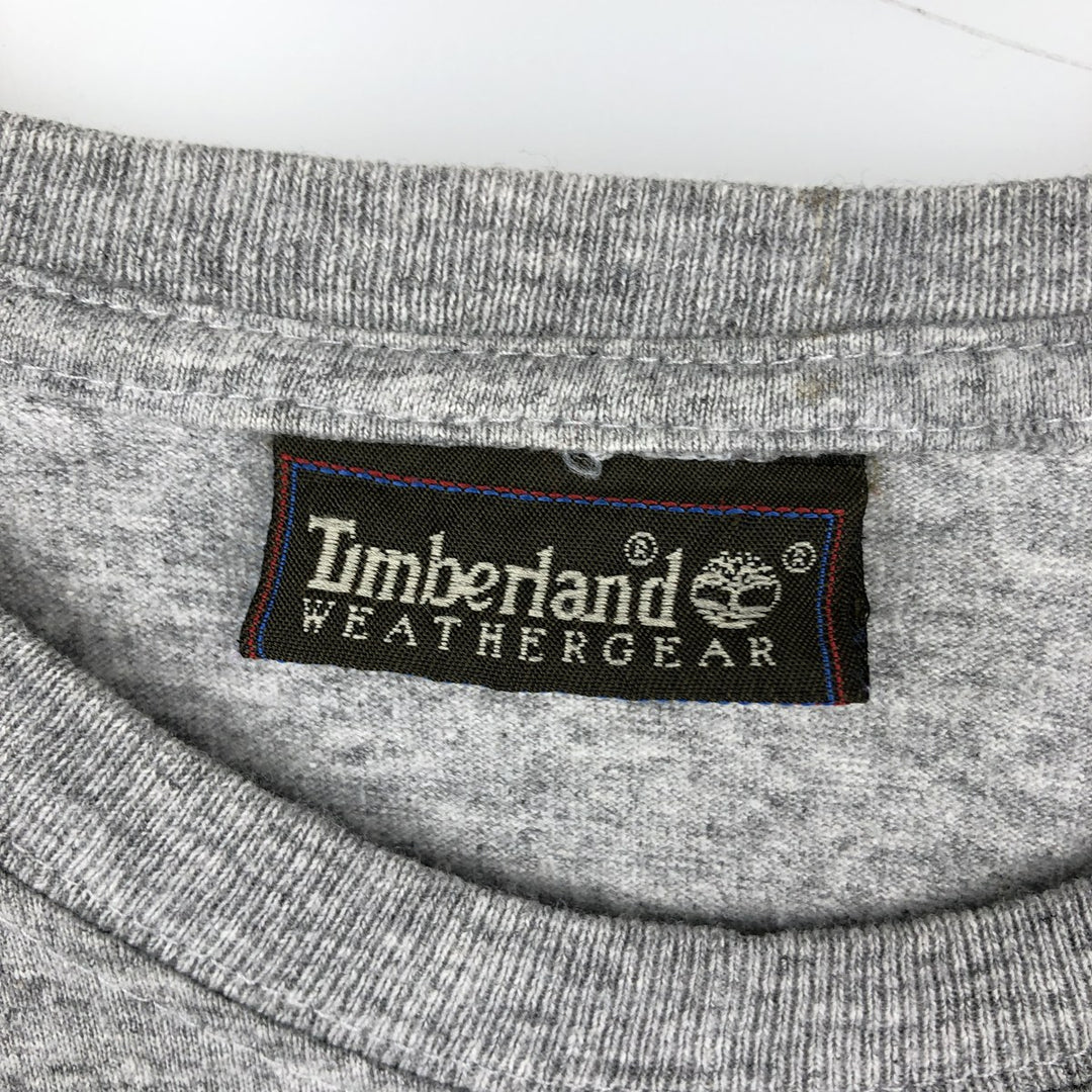 90s-00'S Timberland WEATHERGEAR Short-Sleeve T-Shirt with One-Point Logo Pocket, Men's Size L (approx.) unclear gray type Vintage Second Hand