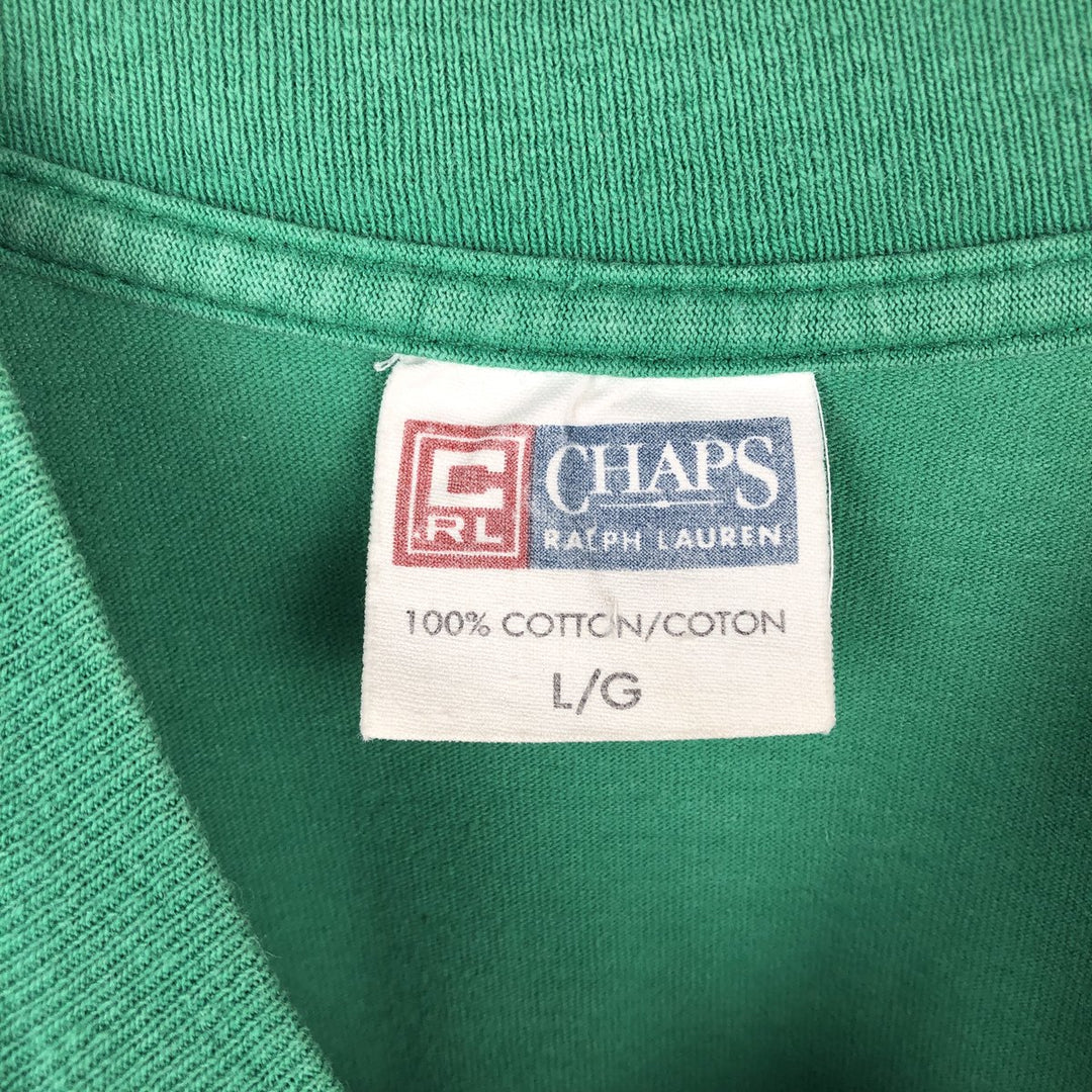 Ralph Lauren CHAPS short-sleeved logo t-shirt, made in Canada, men's size L equivalent. cotton green type Vintage Second Hand