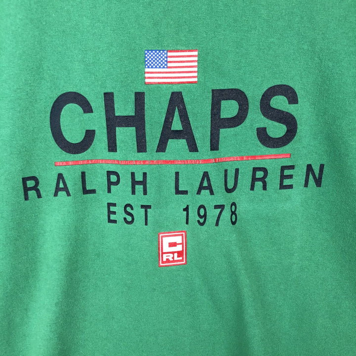 Ralph Lauren CHAPS short-sleeved logo t-shirt, made in Canada, men's size L equivalent. cotton green type Vintage Second Hand