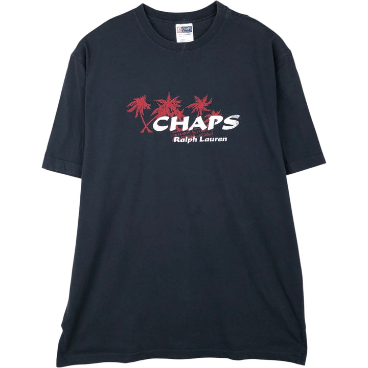 Ralph Lauren CHAPS Short-Sleeve Logo T-Shirt, Men's Size L (approx.) cotton navy blue type Vintage Second Hand