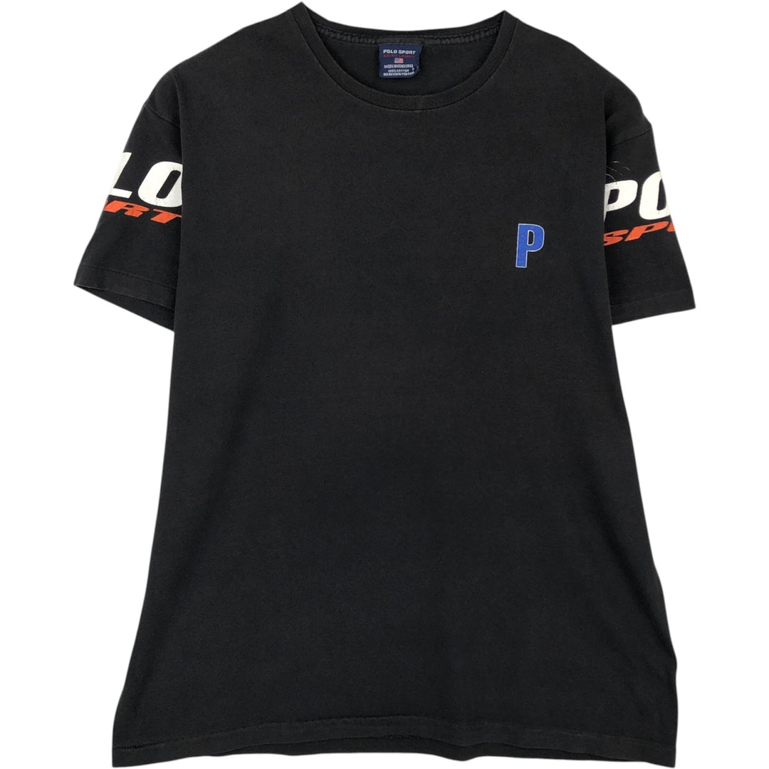 90'S Ralph Lauren POLO SPORT Short-Sleeve Printed T-Shirt, Men's Size M (approx.), Vintage cotton black type Vintage Second Hand