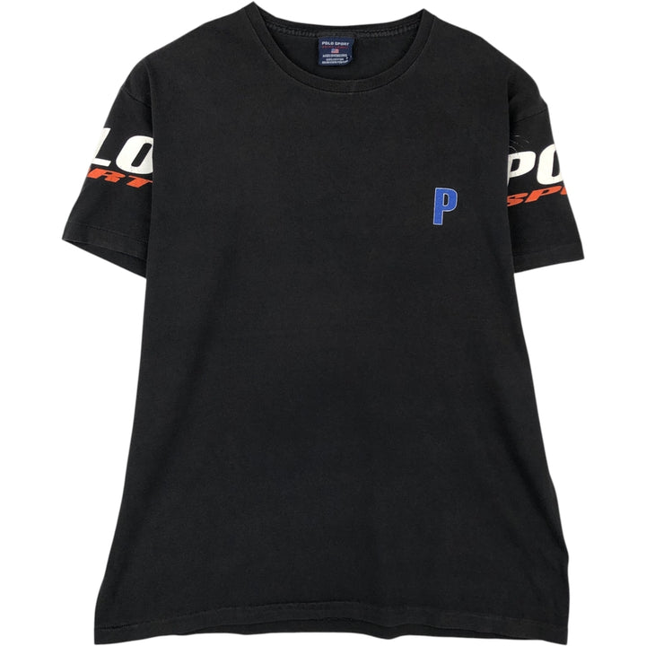 90'S Ralph Lauren POLO SPORT Short-Sleeve Printed T-Shirt, Men's Size M (approx.), Vintage cotton black type Vintage Second Hand