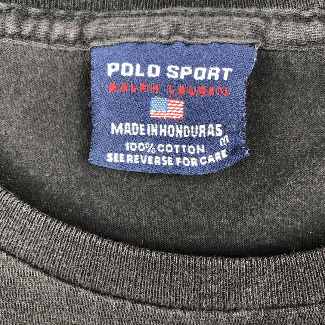 90'S Ralph Lauren POLO SPORT Short-Sleeve Printed T-Shirt, Men's Size M (approx.), Vintage cotton black type Vintage Second Hand