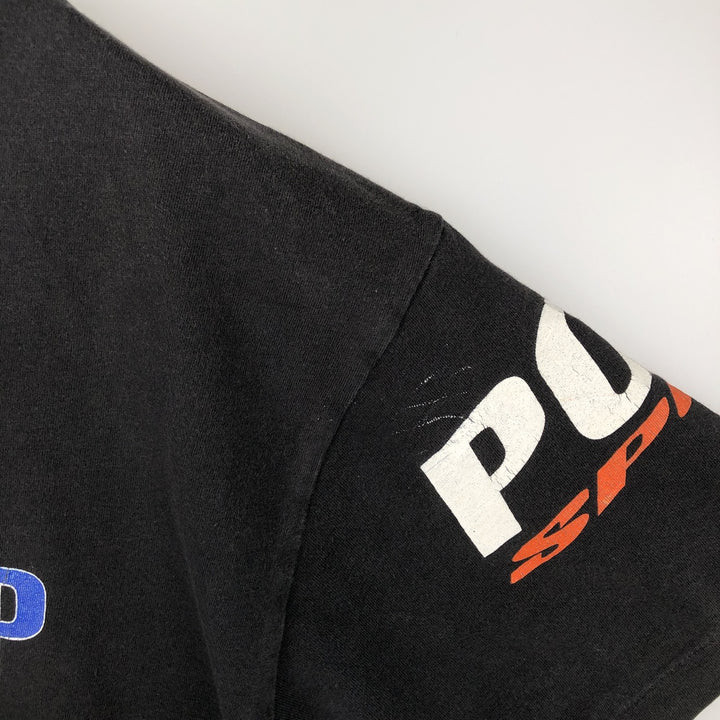 90'S Ralph Lauren POLO SPORT Short-Sleeve Printed T-Shirt, Men's Size M (approx.), Vintage cotton black type Vintage Second Hand