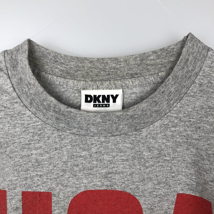 90'S Donna Karan New York DKNY JEANS Short Sleeve Logo T-Shirt, Made in USA, Men's XL, Vintage cotton gray type Vintage Second Hand