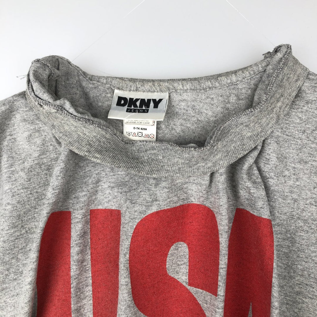 90'S Donna Karan New York DKNY JEANS Short Sleeve Logo T-Shirt, Made in USA, Men's XL, Vintage cotton gray type Vintage Second Hand