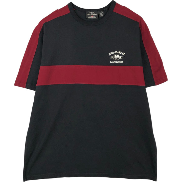 Ralph Lauren POLO JEANS COMPANY Short-Sleeve Logo T-Shirt, Men's Size L (approx.) cotton black type Vintage Second Hand