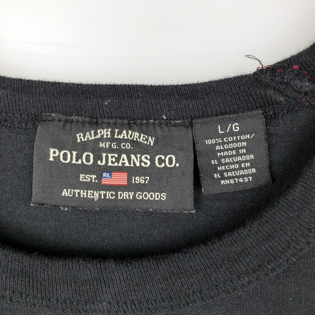 Ralph Lauren POLO JEANS COMPANY Short-Sleeve Logo T-Shirt, Men's Size L (approx.) cotton black type Vintage Second Hand