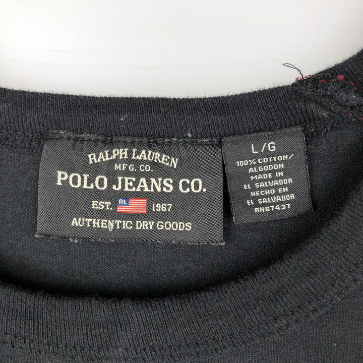 Ralph Lauren POLO JEANS COMPANY Short-Sleeve Logo T-Shirt, Men's Size L (approx.) cotton black type Vintage Second Hand