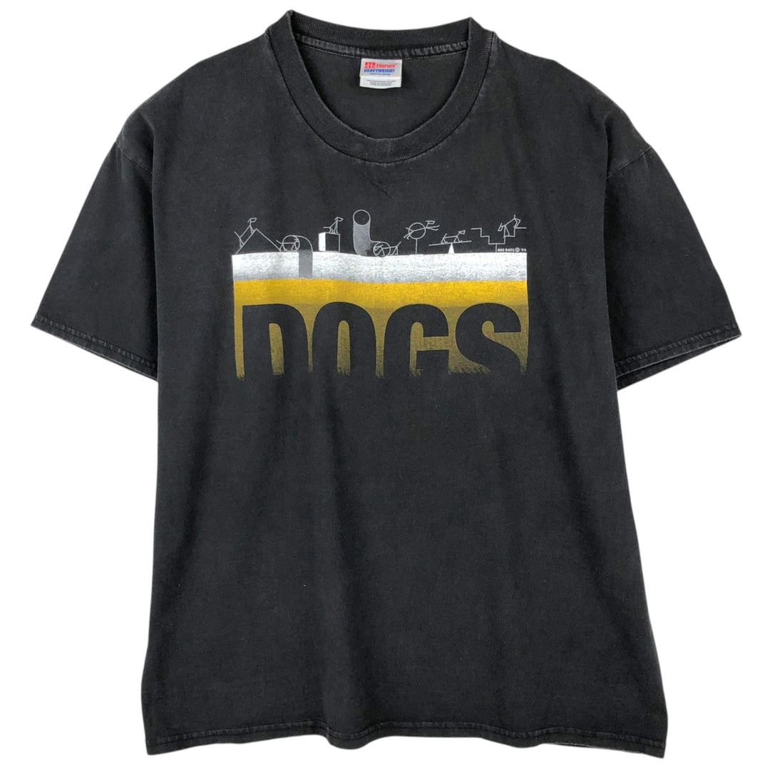 90'S Hanes Heavyweight Print T-Shirt, Men's XL equivalent, Vintage cotton black type Vintage Second Hand
