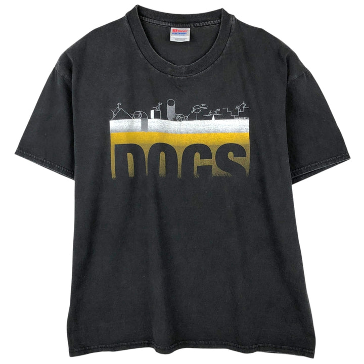 90'S Hanes Heavyweight Print T-Shirt, Men's XL equivalent, Vintage cotton black type Vintage Second Hand