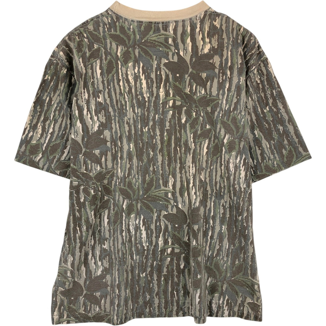 90'S LIBERTEE'S all-over print T-shirt, Made in USA, Men's XL equivalent, Vintage unclear Khaki type Vintage Second Hand