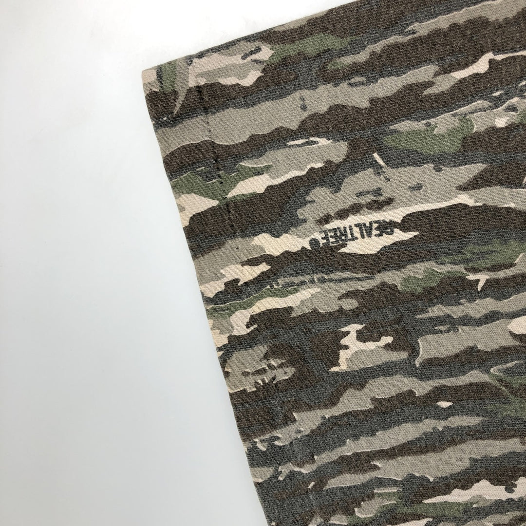 90'S LIBERTEE'S all-over print T-shirt, Made in USA, Men's XL equivalent, Vintage unclear Khaki type Vintage Second Hand