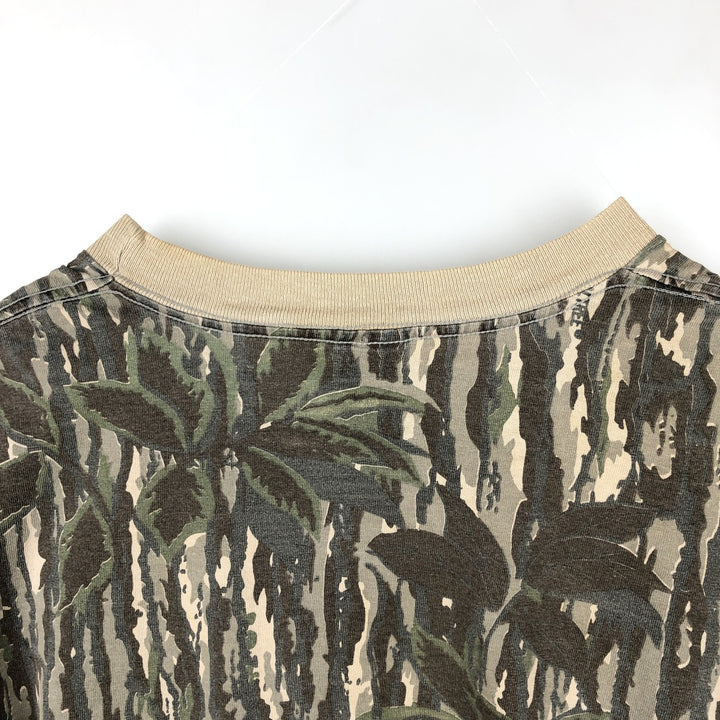 90'S LIBERTEE'S all-over print T-shirt, Made in USA, Men's XL equivalent, Vintage unclear Khaki type Vintage Second Hand