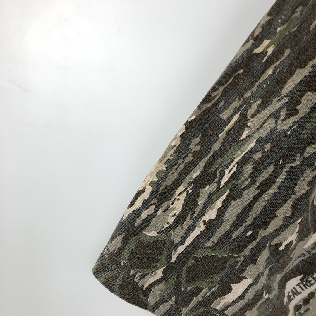 90'S LIBERTEE'S all-over print T-shirt, Made in USA, Men's XL equivalent, Vintage unclear Khaki type Vintage Second Hand