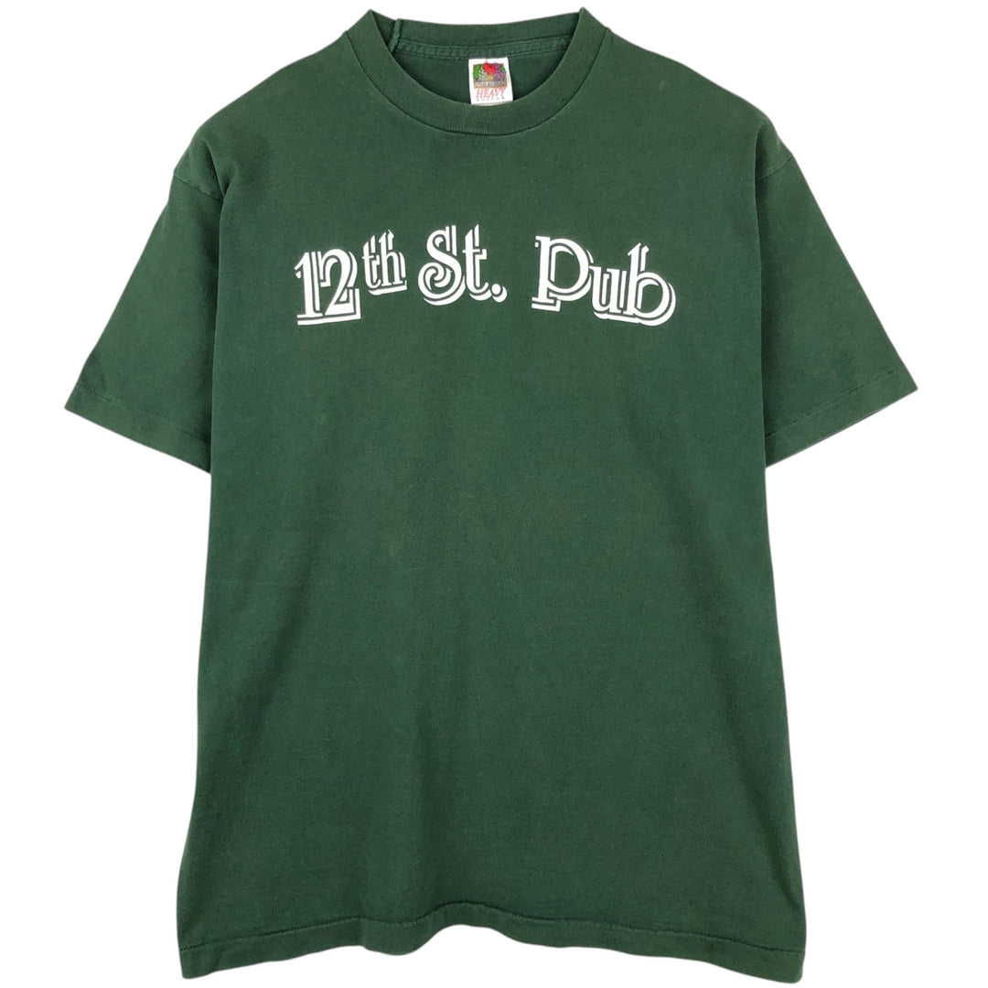 90'S Fruit of the Loom Heavy Cotton Printed T-Shirt Made in USA Men's XL Vintage cotton dark green Vintage Second Hand