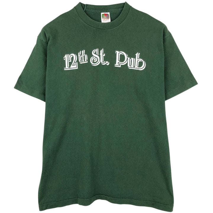 90'S Fruit of the Loom Heavy Cotton Printed T-Shirt Made in USA Men's XL Vintage cotton dark green Vintage Second Hand