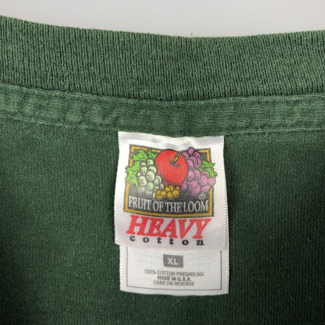 90'S Fruit of the Loom Heavy Cotton Printed T-Shirt Made in USA Men's XL Vintage cotton dark green Vintage Second Hand