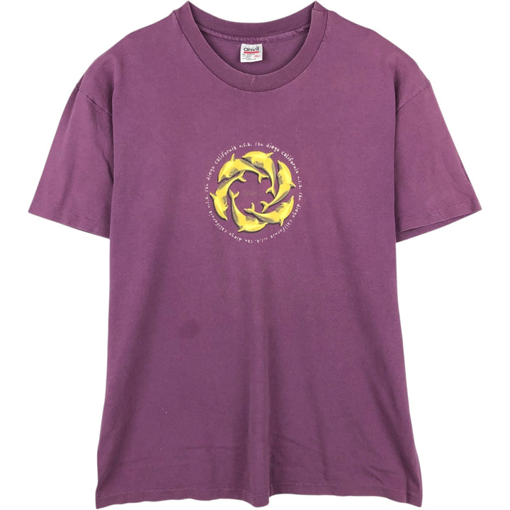 90'S Anvil Printed T-shirt Made in USA Men's XL Vintage cotton purple type Vintage Second Hand