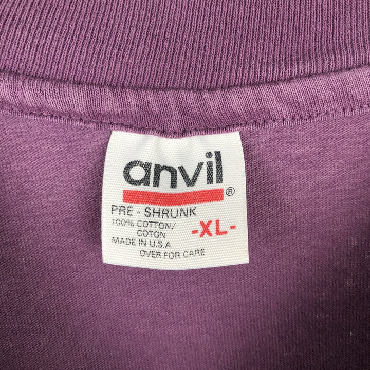 90'S Anvil Printed T-shirt Made in USA Men's XL Vintage cotton purple type Vintage Second Hand
