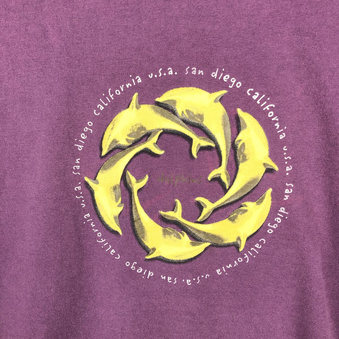 90'S Anvil Printed T-shirt Made in USA Men's XL Vintage cotton purple type Vintage Second Hand