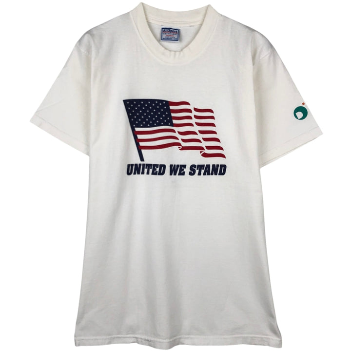 90'S All Sport American flag print T-shirt, Made in USA, Men's size M equivalent, Vintage cotton white type Vintage Second Hand