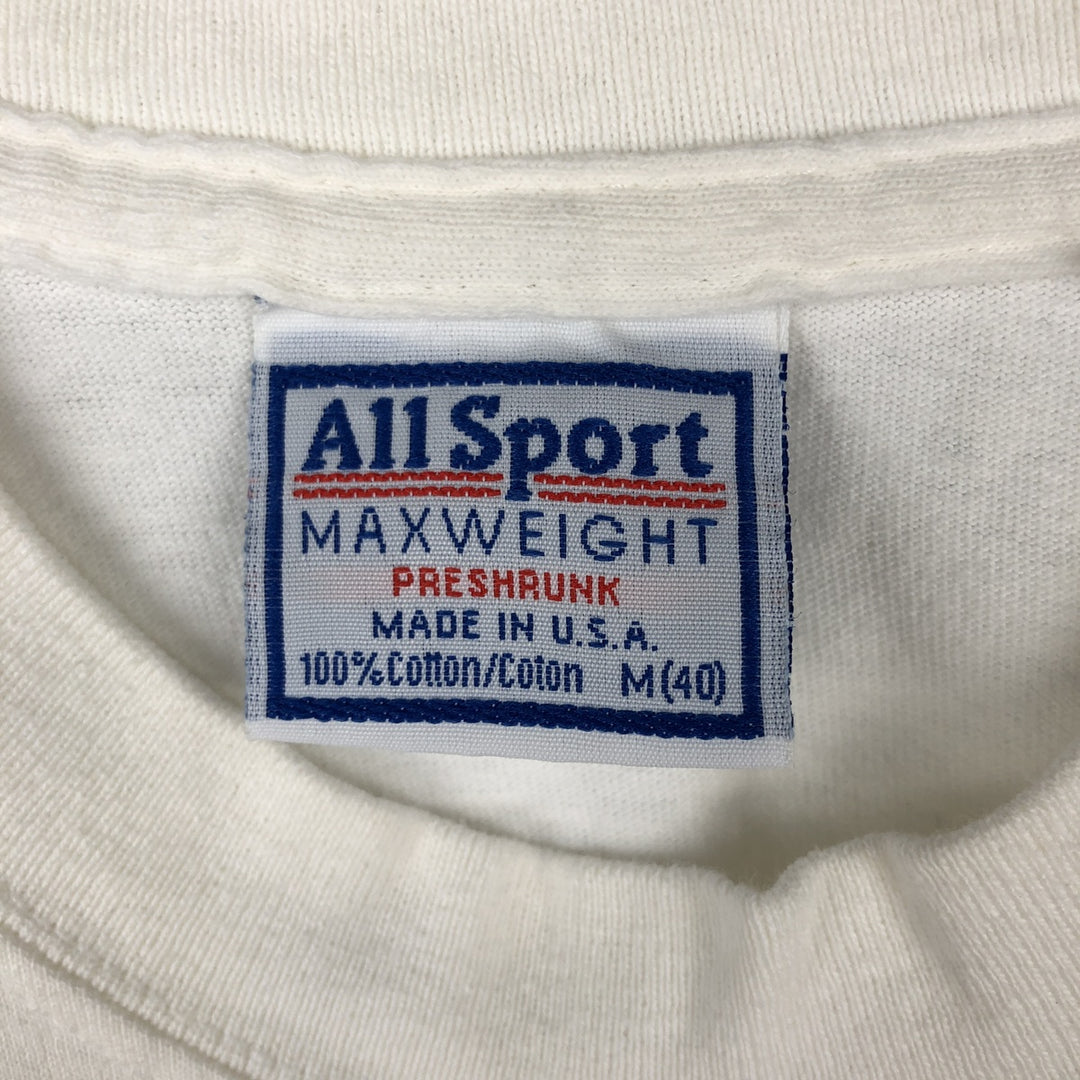 90'S All Sport American flag print T-shirt, Made in USA, Men's size M equivalent, Vintage cotton white type Vintage Second Hand