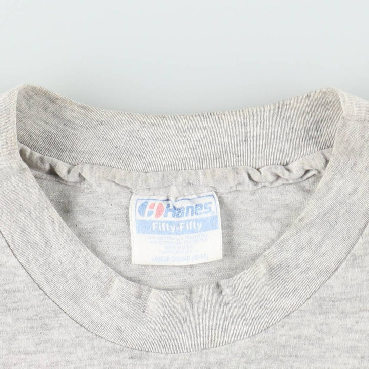 Vintage 90'S Hanes Fifty-Fifty Blue Tag Print T-Shirt, Made in USA, Men's Size L cotton gray type Vintage Second Hand