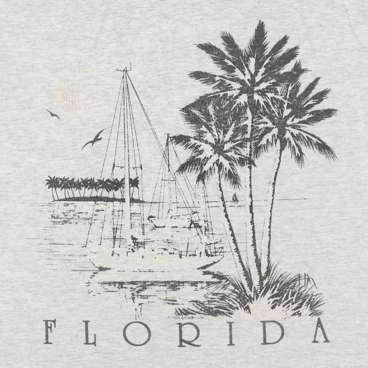 Vintage 90'S Hanes Fifty-Fifty Blue Tag Print T-Shirt, Made in USA, Men's Size L cotton gray type Vintage Second Hand