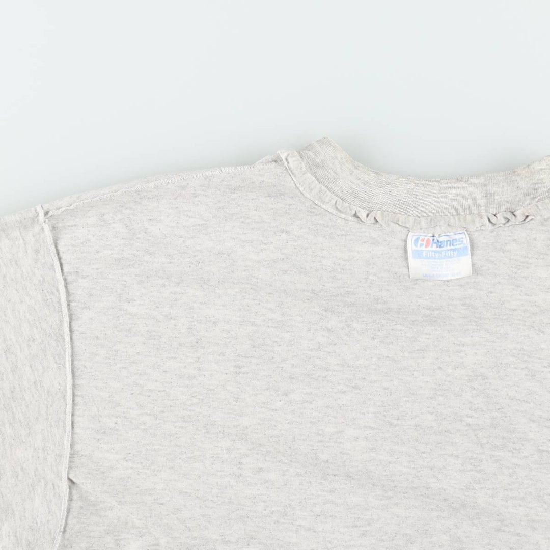 Vintage 90'S Hanes Fifty-Fifty Blue Tag Print T-Shirt, Made in USA, Men's Size L cotton gray type Vintage Second Hand
