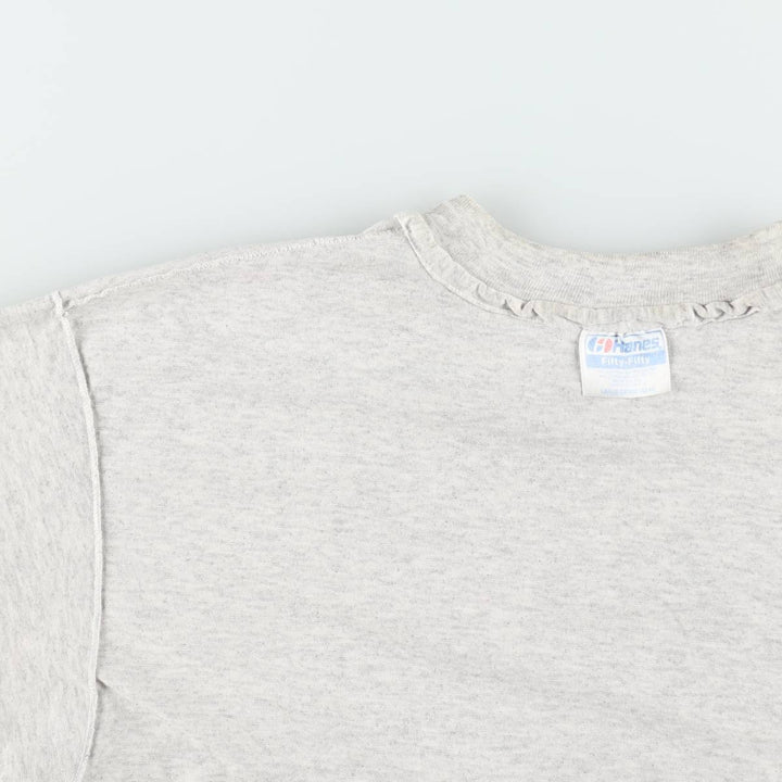 Vintage 90'S Hanes Fifty-Fifty Blue Tag Print T-Shirt, Made in USA, Men's Size L cotton gray type Vintage Second Hand