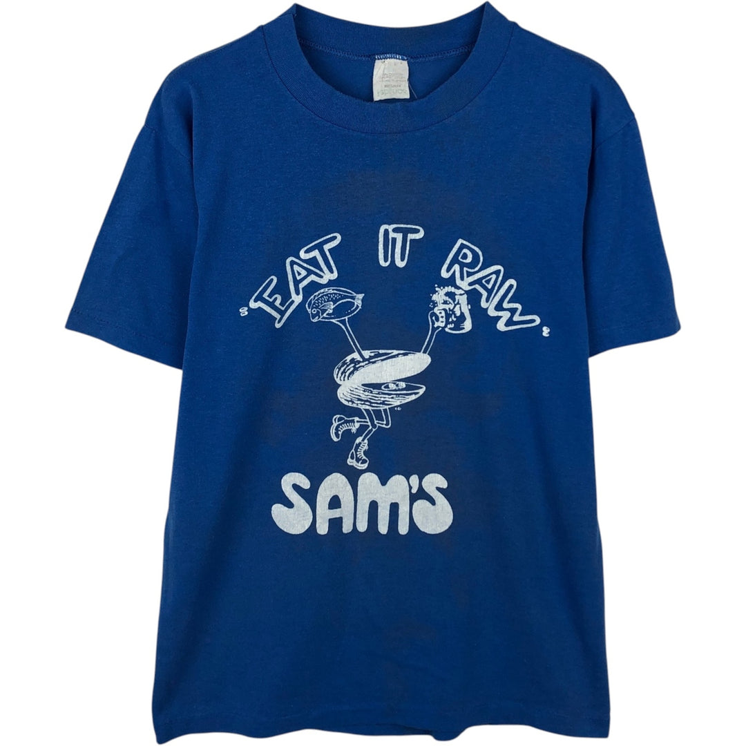Printed T-shirt, Men's Size M (approx.), Vintage unclear blue type Vintage Second Hand