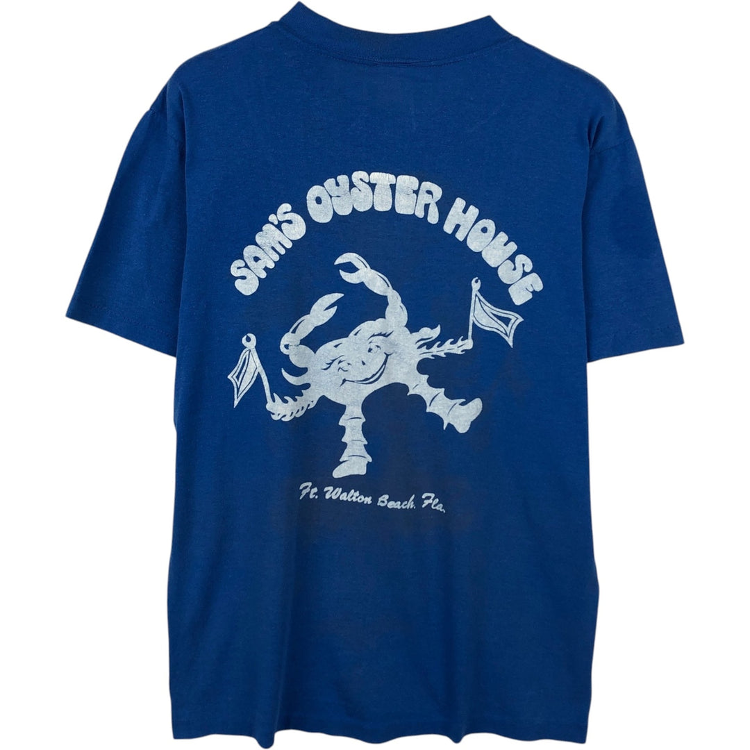 Printed T-shirt, Men's Size M (approx.), Vintage unclear blue type Vintage Second Hand