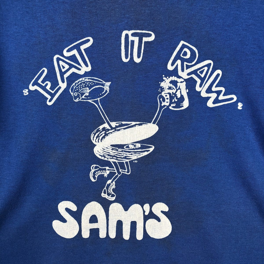 Printed T-shirt, Men's Size M (approx.), Vintage unclear blue type Vintage Second Hand