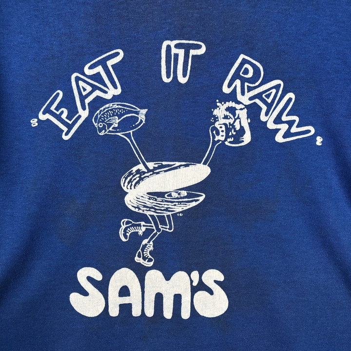 Printed T-shirt, Men's Size M (approx.), Vintage unclear blue type Vintage Second Hand