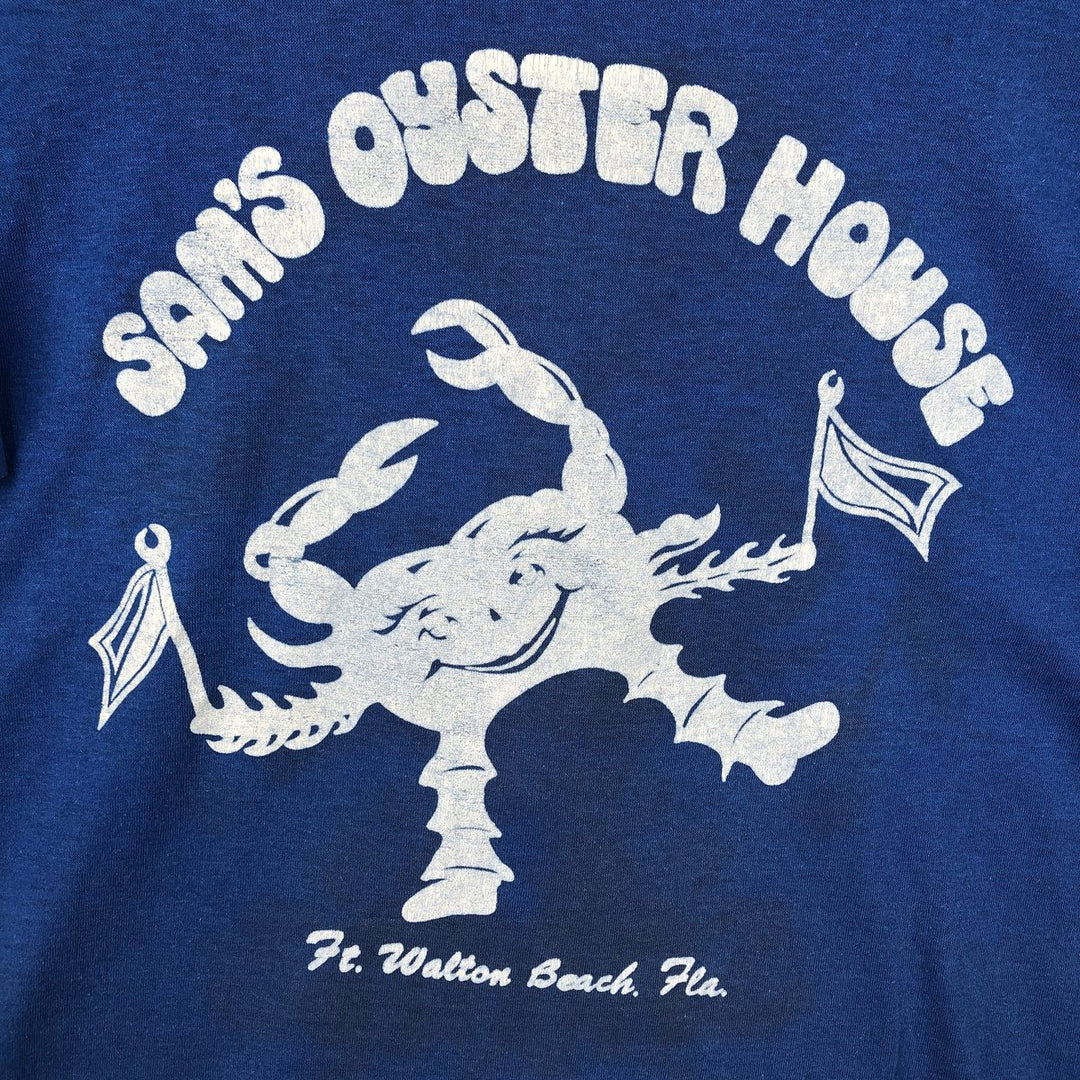 Printed T-shirt, Men's Size M (approx.), Vintage unclear blue type Vintage Second Hand