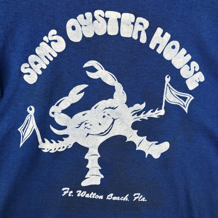 Printed T-shirt, Men's Size M (approx.), Vintage unclear blue type Vintage Second Hand