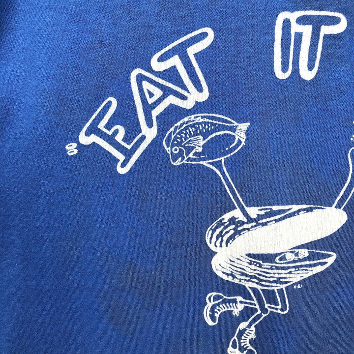 Printed T-shirt, Men's Size M (approx.), Vintage unclear blue type Vintage Second Hand