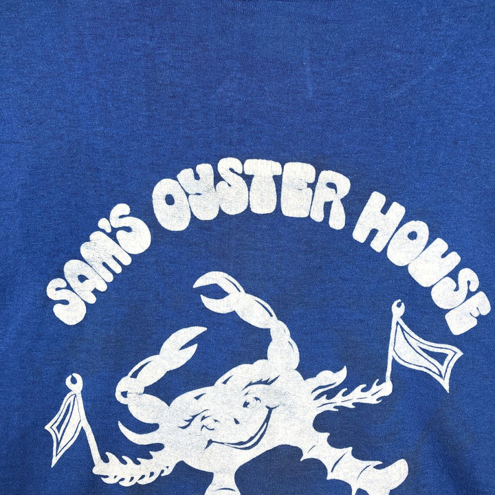 Printed T-shirt, Men's Size M (approx.), Vintage unclear blue type Vintage Second Hand