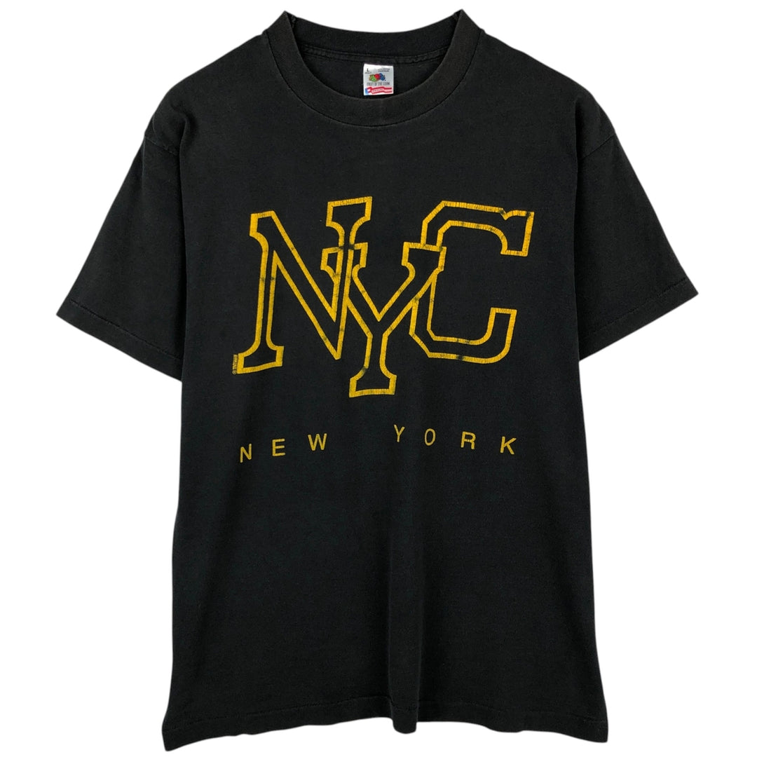 90'S Fruit of the Loom souvenir T-shirt, made in the USA, men's size L (approx.) cotton black type Vintage Second Hand