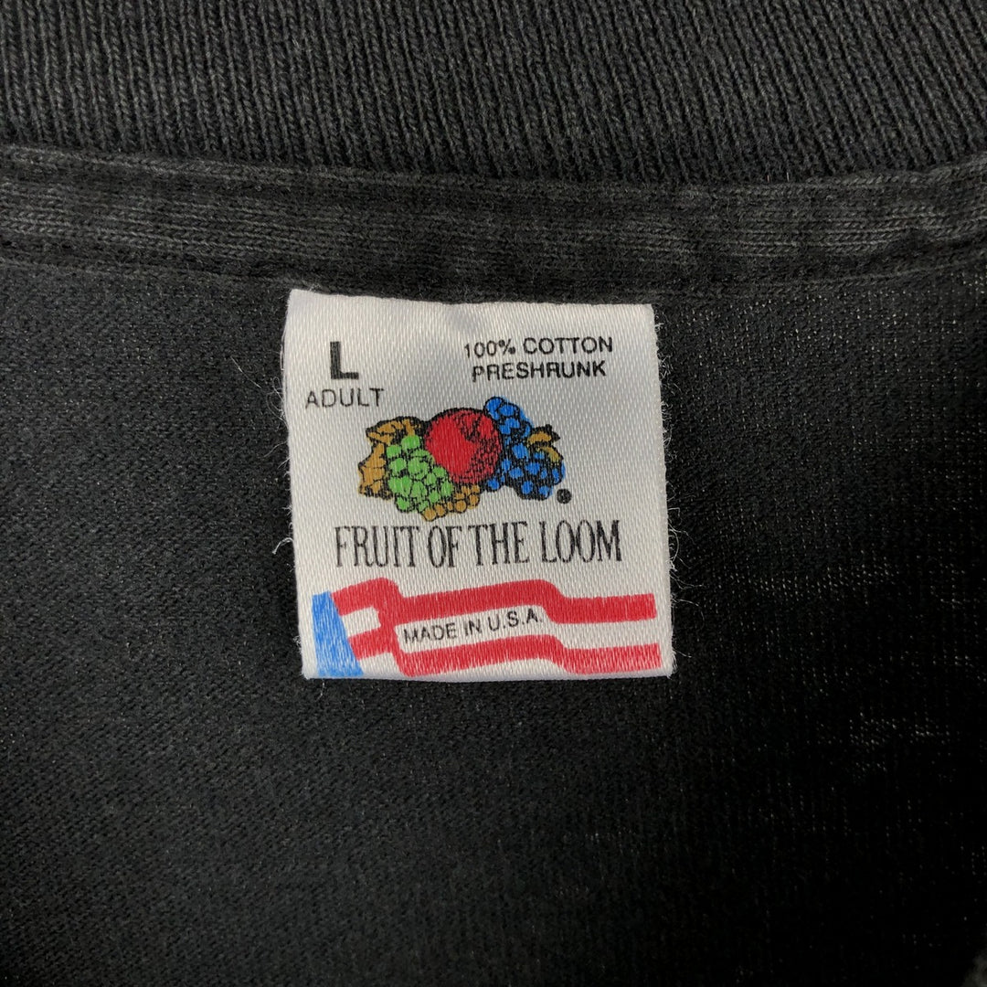 90'S Fruit of the Loom souvenir T-shirt, made in the USA, men's size L (approx.) cotton black type Vintage Second Hand