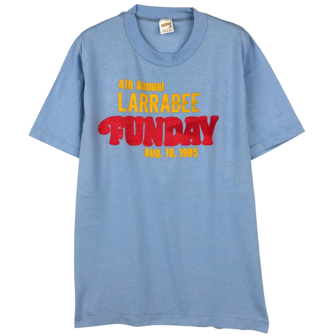 80'S Sportswear Print T-Shirt, Made in USA, Men's Size M (Equivalent), Vintage cotton Blue type light blue Vintage Second Hand