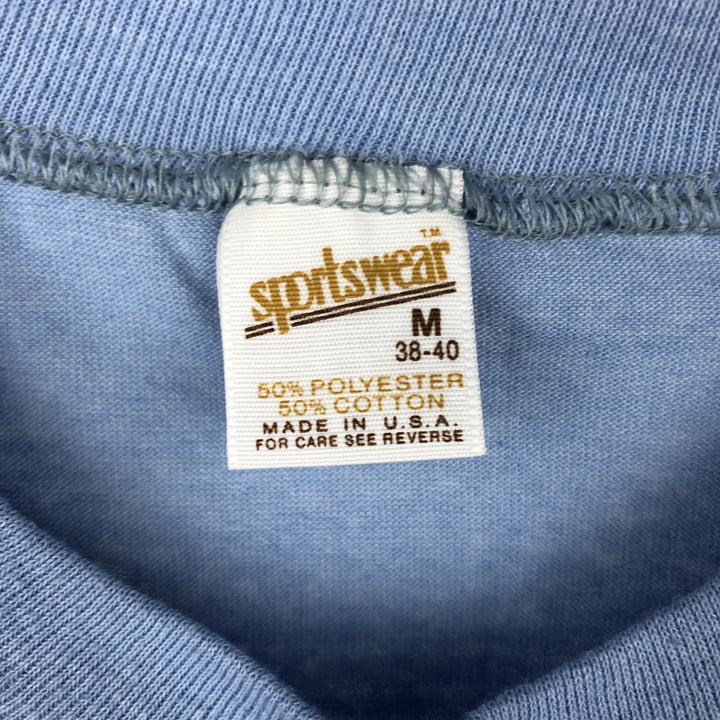 80'S Sportswear Print T-Shirt, Made in USA, Men's Size M (Equivalent), Vintage cotton Blue type light blue Vintage Second Hand