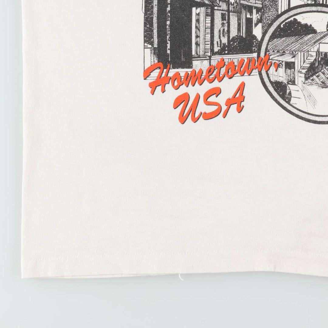 90'S Screen Stars printed T-shirt, made in USA, men's size XL (approx.) cotton white type Vintage Second Hand
