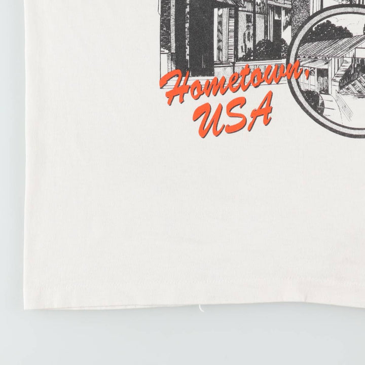 90'S Screen Stars printed T-shirt, made in USA, men's size XL (approx.) cotton white type Vintage Second Hand
